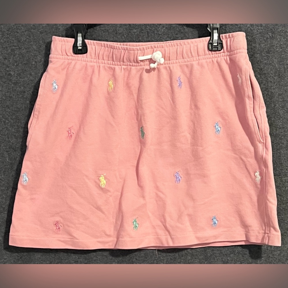 Polo by Ralph Lauren Girls Pink Skirt with White Drawstring XL (16)